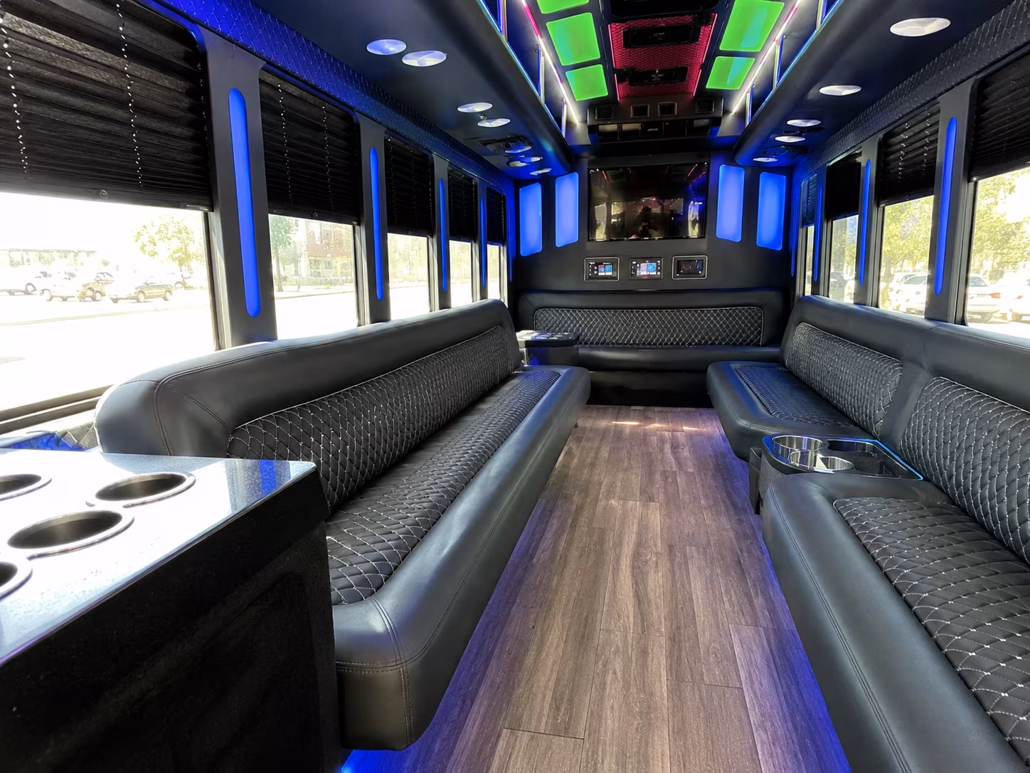 scottsdale 15 passenger party bus inside